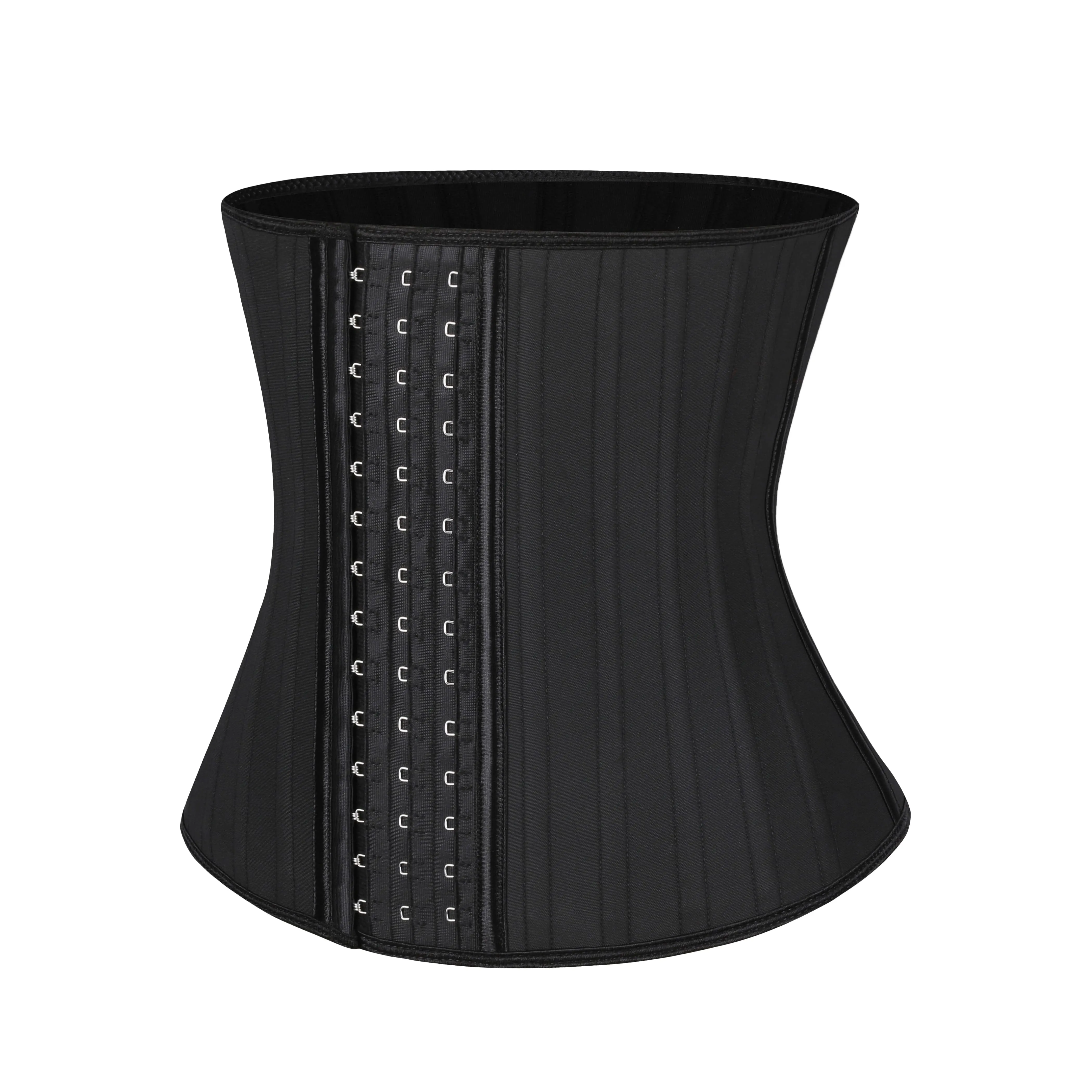 Wholesale Hot Black Latex Waist Training Corset 25 Steel Boned Waist Cincher