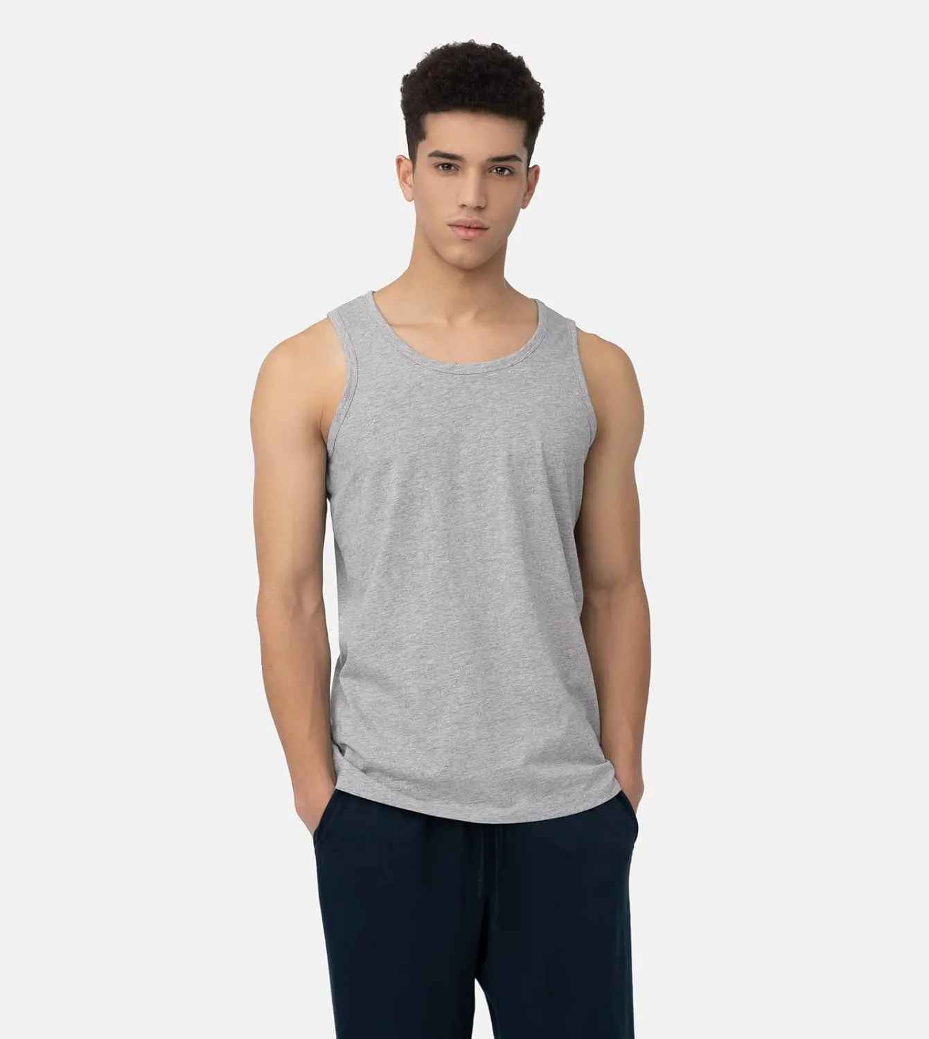 Wholesale Men's 100% Cotton Tank Top Ultra Soft Sleeveless Undershirts - Grey