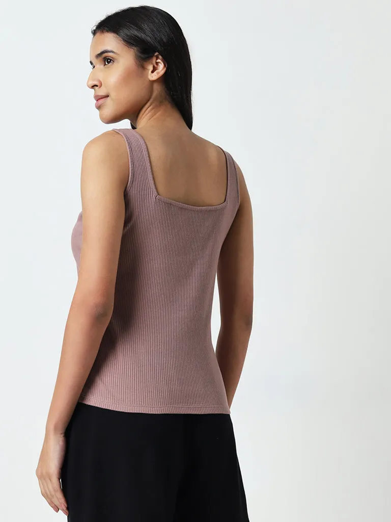 Wunderlove Mauve Ribbed Cotton Blend Camisole