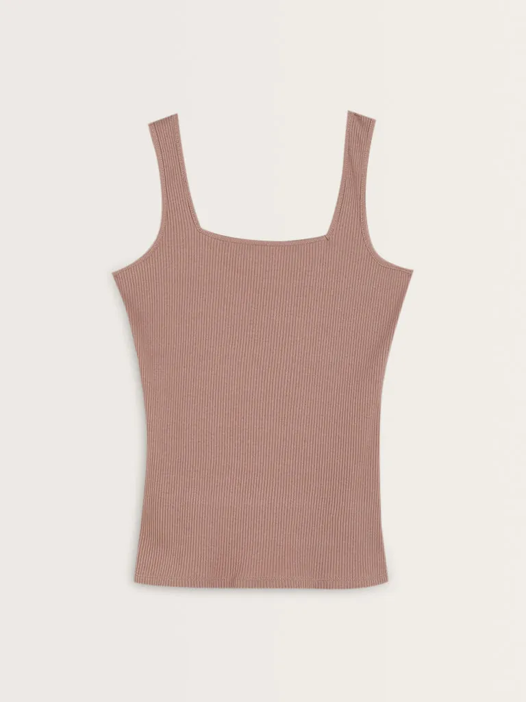 Wunderlove Mauve Ribbed Cotton Blend Camisole