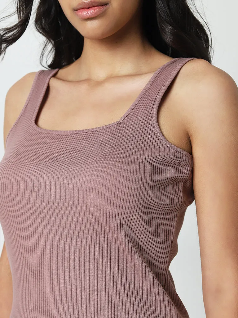 Wunderlove Mauve Ribbed Cotton Blend Camisole